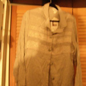Jaclyn Smith shimmery champagne gray suit -  pants 12 button down top 16 vntg